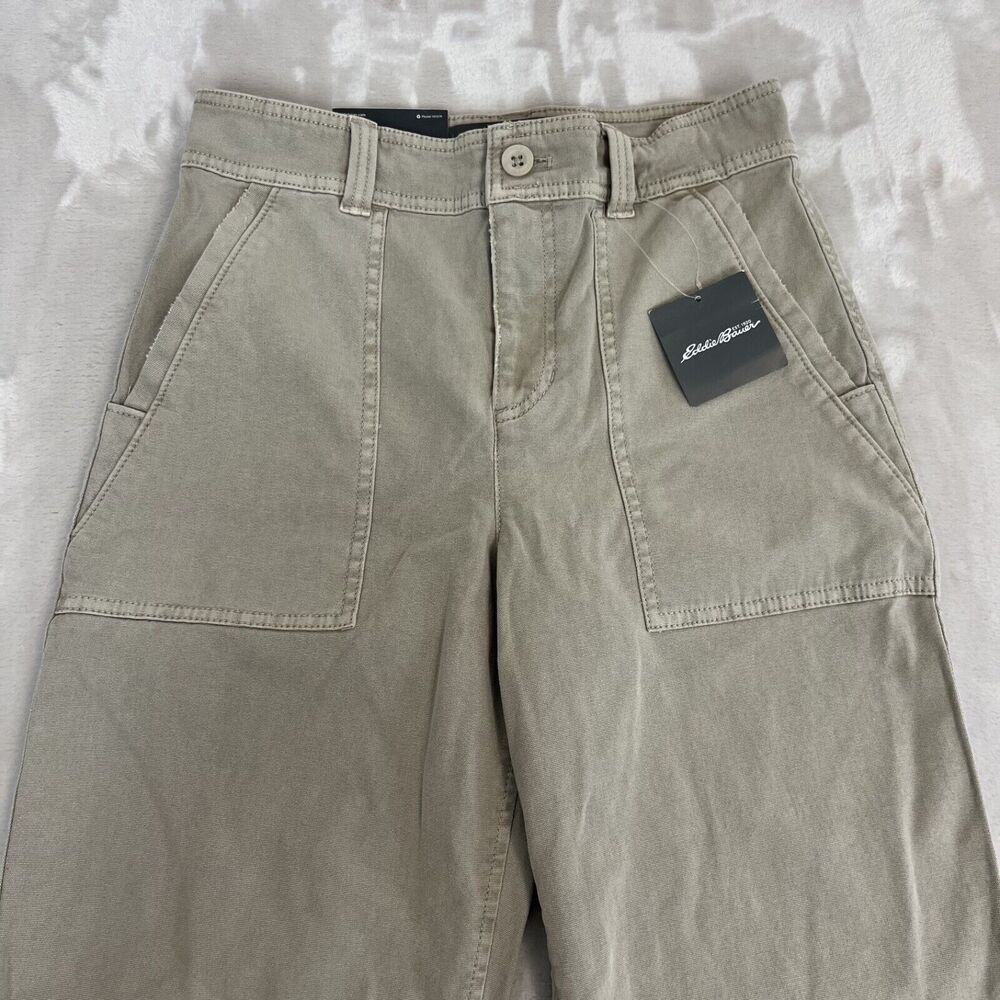 Eddie Bauer Pants Womens 0 Slightly Curvy Marina High Rise Crop Utility Wide Leg - Picture 3 of 13
